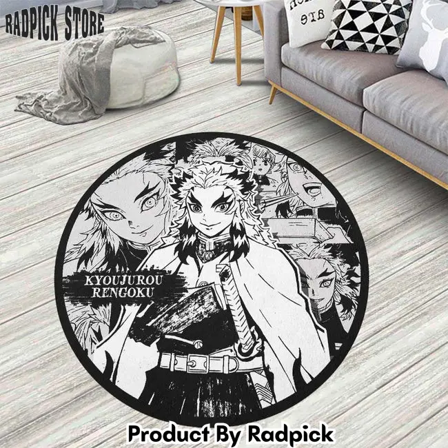 Kyoujurou rengoku manga round rug custom demon slayer anime circle carpet  rp5955949